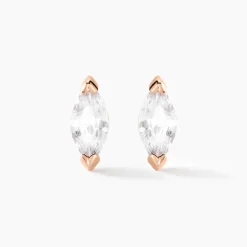 Histoire d'Or Boucles D'oreilles Puces Navette De Zirconium argent rose oxyde