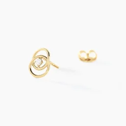 Histoire d'Or Boucles D'oreilles Puces Nid D'amour Or Jaune Diamant