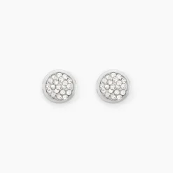 Outlet Histoire d'Or Boucles D'oreilles Puces Or Blanc Strass
