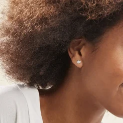 Outlet Histoire d'Or Boucles D'oreilles Puces Or Blanc Strass