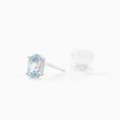 Histoire d'Or Boucles D'oreilles Puces Ovale Serti Griffe Or Blanc Topaze* Boucles D'Oreilles|Clous D'Oreilles