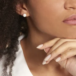 Best Histoire d'Or Boucles D'oreilles Puces Orbe Argent Blanc Céramique argent blanc céramique blanche