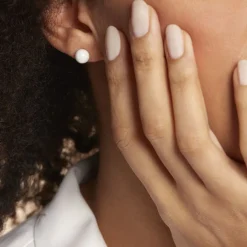 Best Histoire d'Or Boucles D'oreilles Puces Orbe Argent Blanc Céramique argent blanc céramique blanche