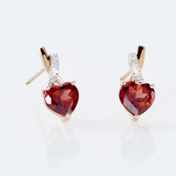 Histoire d'Or Boucles D'oreilles Puces Or Rose Clothilde Rhodolite* Boucles D'Oreilles|Clous D'Oreilles