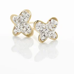 New Histoire d'Or Boucles D'oreilles Puces Or Jaune Cercis Strass