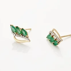 Histoire d'Or Boucles D'oreilles Puces Or Jaune  Sheelagh Emeraudes Diamants* Boucles D'Oreilles|Clous D'Oreilles