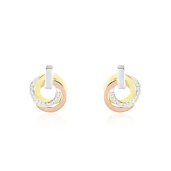 Histoire d'Or Boucles D'oreilles Puces Or Tricolore Vanadissa Diamants
