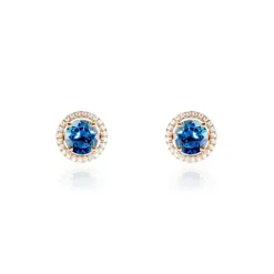 Hot Histoire d'Or Boucles D'oreilles Puces Or Rose Maeva Topazes Oxydes De Zirconium