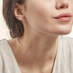 Outlet Histoire d'Or Boucles D'oreilles Puces Petale Et Diamant or bicolore rubis