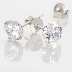 Hot Histoire d'Or Boucles D'oreilles Puces Philia Argent Blanc Oxyde De Zirconium