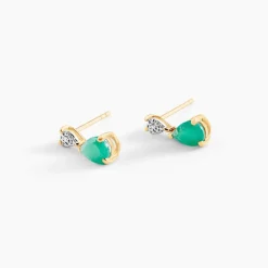 Histoire d'Or Boucles D'Oreilles Puces Porfirio Or Jaune Emeraude Diamant* Boucles D'Oreilles|Clous D'Oreilles