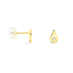 Online Histoire d'Or Boucles D'oreilles Puces Purete Or Jaune Diamant