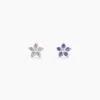 Sale Histoire d'Or Boucles D'oreilles Puces Purple Bloom Argent Blanc Oxyde De Zirconium