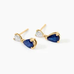 Histoire d'Or Boucles D'Oreilles Puces Porfirio Or Jaune Saphir Diamant* Boucles D'Oreilles|Clous D'Oreilles