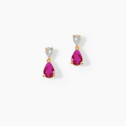 Histoire d'Or Boucles D'Oreilles Puces Porfirio Or Jaune Rubis Diamant* Boucles D'Oreilles|Clous D'Oreilles