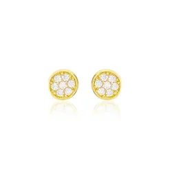 Discount Histoire d'Or Boucles D'oreilles Puces Pastille Serti Clos Or Jaune Oxyde
