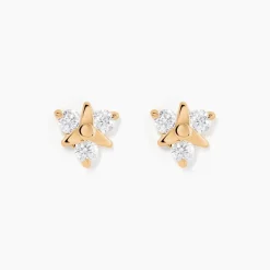 Hot Histoire d'Or Boucles D'oreilles Puces Plaqué Or Jacinth Oxyde De Zirconium