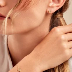 Hot Histoire d'Or Boucles D'oreilles Puces Rosalite Or Jaune Nacre or jaune nacre blanche