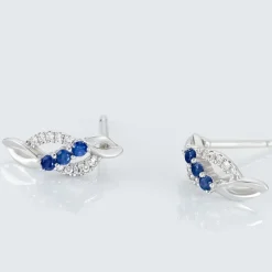 Histoire d'Or Boucles D'oreilles Puces Rosalyne Or Blanc Saphir Et Diamant* Boucles D'Oreilles|Clous D'Oreilles