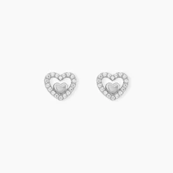 Online Histoire d'Or Boucles D'oreilles Puces Rizlene Argent Blanc Oxyde De Zirconium