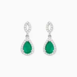 Histoire d'Or Boucles D'oreilles Puces Sissi Or Blanc Diamant Et Emeraude* Boucles D'Oreilles|Boucles D'Oreilles Pendantes