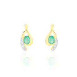 Histoire d'Or Boucles D'oreilles Puces Sagesse Or Jaune Emeraude Et Diamant* Boucles D'Oreilles|Clous D'Oreilles