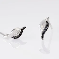 Online Histoire d'Or Boucles D'oreilles Puces Sculptural Or Blanc Diamant