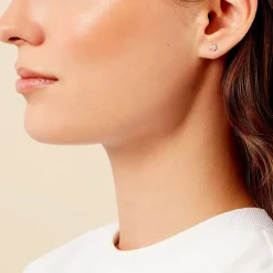 Hot Histoire d'Or Boucles D'oreilles Puces Saya Argent Blanc Oxyde De Zirconium