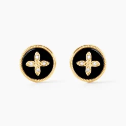 Histoire d'Or Boucles D'oreilles Puces Talisman Or Jaune Agate Diamant* Boucles D'Oreilles|Clous D'Oreilles