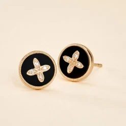 Histoire d'Or Boucles D'oreilles Puces Talisman Or Jaune Agate Diamant* Boucles D'Oreilles|Clous D'Oreilles