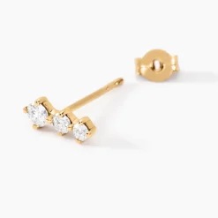Outlet Histoire d'Or Boucles D'oreilles Puces Tryphena Or Jaune Diamant Synthétique