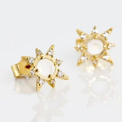 Histoire d'Or Boucles D'oreilles Puces Terry Or Jaune Calcedoine Et Oxyde* Boucles D'Oreilles|Clous D'Oreilles