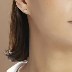 Histoire d'Or Boucles D'oreilles Puces Terry Or Jaune Calcedoine Et Oxyde* Boucles D'Oreilles|Clous D'Oreilles