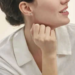 Histoire d'Or Boucles D'oreilles Puces Tya Or Blanc Topaze Et Oxyde De Zirconium* Boucles D'Oreilles|Clous D'Oreilles