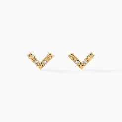 New Histoire d'Or Boucles D'oreilles Puces Undine Or Jaune Diamant