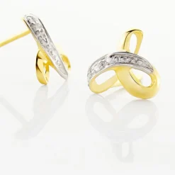 Outlet Histoire d'Or Boucles D'oreilles Puces Volute or jaune diamant