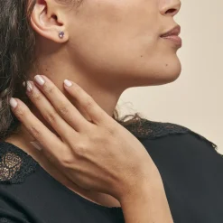 Histoire d'Or Boucles D'oreilles Puces Vrille Ovale Or Blanc Amethyste* Boucles D'Oreilles|Clous D'Oreilles