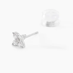 Histoire d'Or Boucles D'oreilles Puces Winter Flower Or Blanc Oxyde De Zirconium