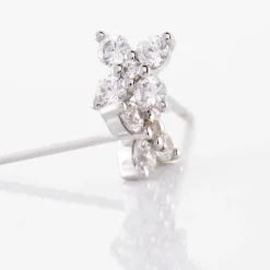 Histoire d'Or Boucles D'oreilles Puces Winter Flower Or Blanc Oxyde De Zirconium