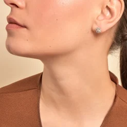 Hot Histoire d'Or Boucles D'oreilles Puces Ysatis Argent Blanc Oxyde De Zirconium