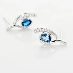 Histoire d'Or Boucles D'oreilles Sagesse Or Blanc Topaze Oxyde* Boucles D'Oreilles|Clous D'Oreilles