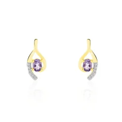 Outlet Histoire d'Or Boucles D'oreilles Sagesse Or Jaune Amethyste Oxyde or jaune amethyste violette