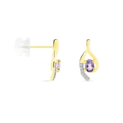 Outlet Histoire d'Or Boucles D'oreilles Sagesse Or Jaune Amethyste Oxyde or jaune amethyste violette