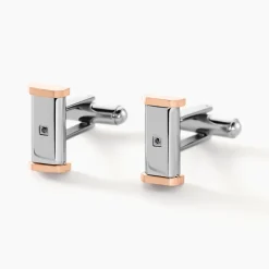 Online Histoire d'Or Boutons De Manchettes Dax Acier Bicolore Oxyde De Zirconium