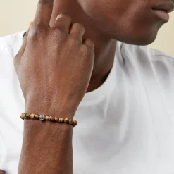 Histoire d'Or Bracelet Acier Huguesi Boules Oeil De Tigre* Bracelets|Bracelets Fantaisie