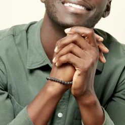 Histoire d'Or Bracelet Acier Hugueso Agates Noires