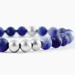 New Histoire d'Or Bracelet Adonis Acier Blanc Pierre De Synthese acier blanc pierre bleue