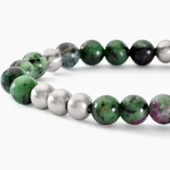 Outlet Histoire d'Or Bracelet Adonis Acier Blanc Unakite acier blanc unakite vert