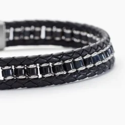 New Histoire d'Or Bracelet Alassio Acier Blanc Oeil De Tigre acier blanc oeil de tigre noir