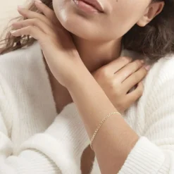 Online Histoire d'Or Bracelet Capucin Or Jaune Maille Marine Plate